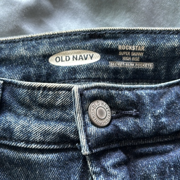 Old Navy - High Rise Rockstar Super Skinny High Rise Dark Acid Wash Jeans - Picture 2 of 3